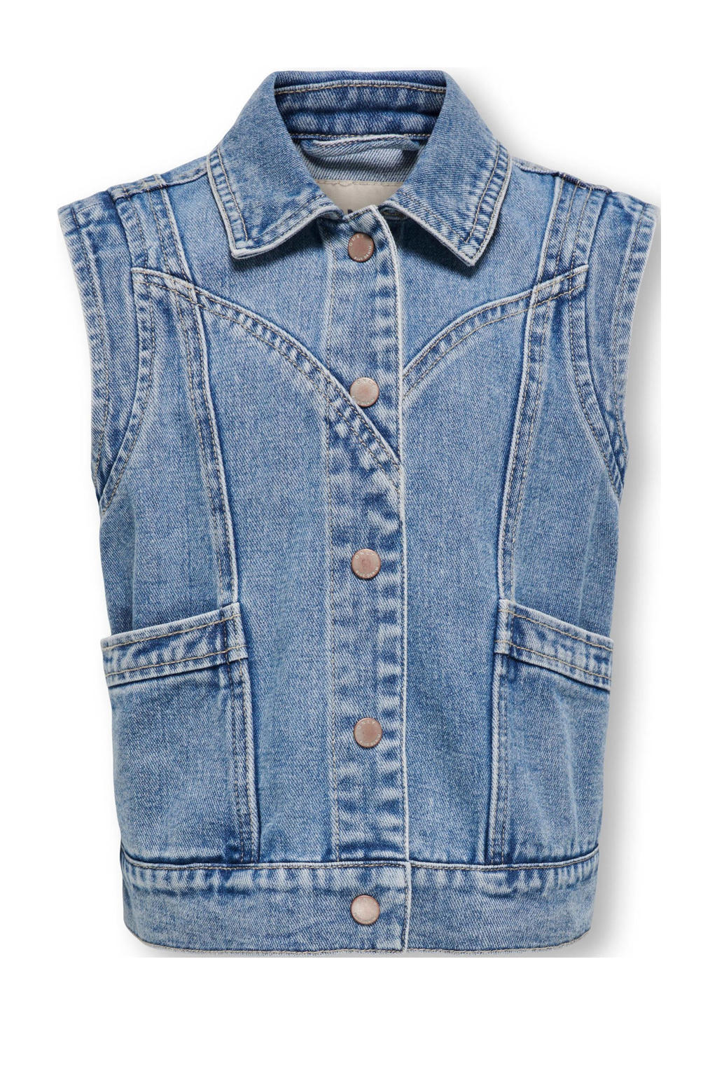 White Rear Butterfly Crystals Denim Gilet (Kids)