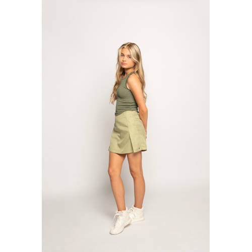 Frankie&Liberty ribgebreid T-shirt olijfgroen Meisjes Polyester Ronde hals 188