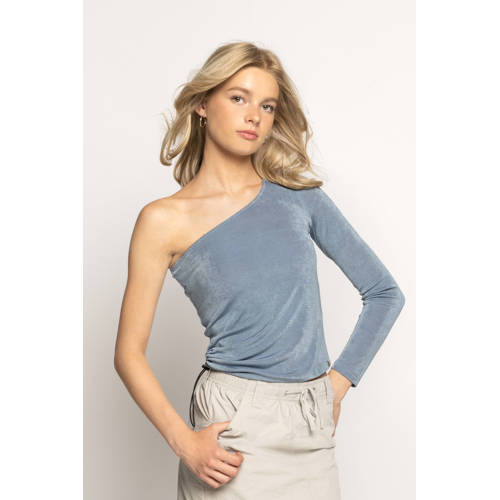 Frankie&Liberty one shoulder top blauw Effen 140