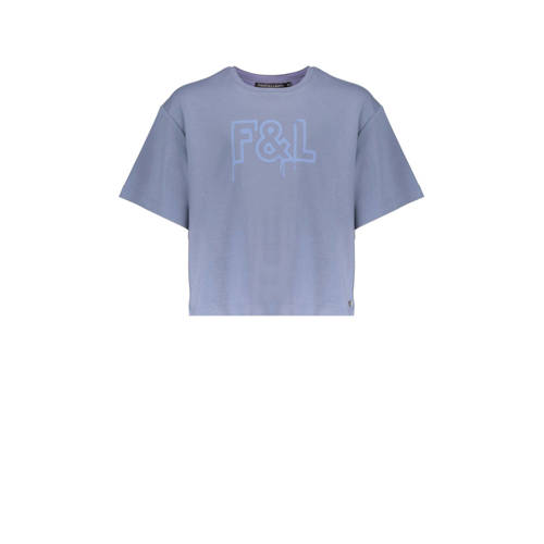Frankie&Liberty T-shirt met tekst blauw Meisjes Katoen Ronde hals Tekst
