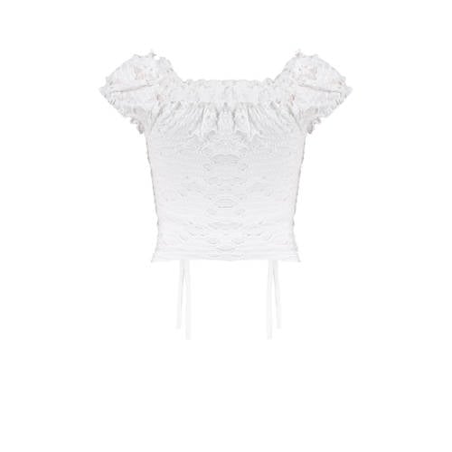 Frankie&Liberty top wit Meisjes Polyester Ronde hals Effen 188