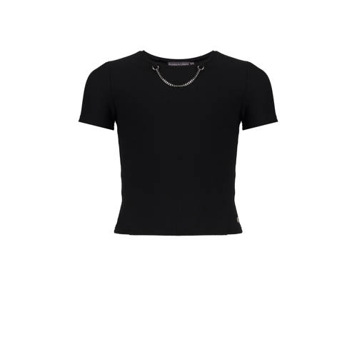 Frankie&Liberty T-shirt zwart Meisjes Nylon Ronde hals Effen