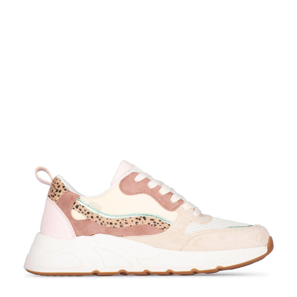 Beige en multikleurige meisjes POSH by Poelman Charlie sneakers van synthetisch materiaal met veters