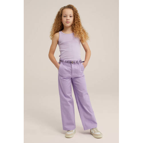 WE Fashion ribgebreide top slate purple Paars Meisjes Katoen Ronde hals 98 104
