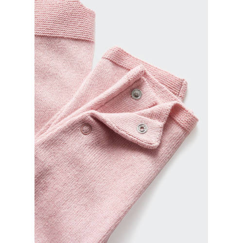 Mango Kids baby tuinbroek pastelroze Jongens Meisjes Katoen Vierkante hals 62