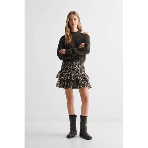 Mango Kids rok met all over print bruin beige Meisjes Polyester All over print 152(XXS)