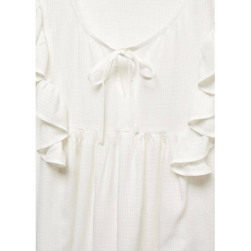 Mango Kids blouse ecru Meisjes Viscose V-hals Effen 152(XXS)