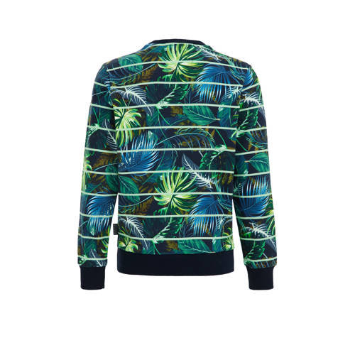 WE Fashion sweater met all over print groen blauw zwart Multi All over print 110 116