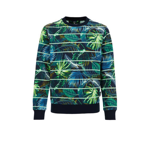 WE Fashion sweater met all over print groen/blauw/zwart Multi All over print
