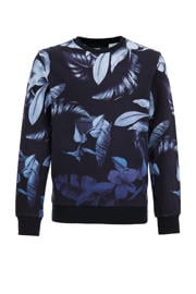 thumbnail: WE Fashion sweater Zerk crew met all over print donkerblauw/blauw