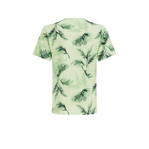 WE Fashion T-shirt met all over print lichtgroen groen Jongens Katoen Ronde hals 98 104