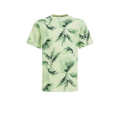WE Fashion T-shirt met all over print lichtgroen/groen Jongens Katoen Ronde hals