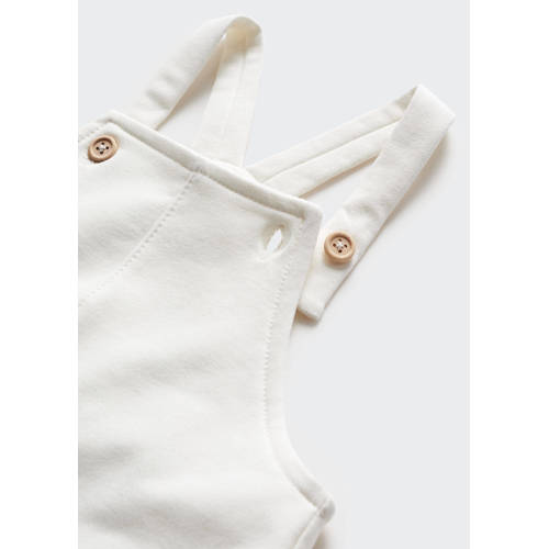 Mango Kids baby boyfriend tuinbroek wit Meisjes Katoen Vierkante hals Effen 62