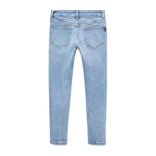 Mango Kids straight fit jeans changeant blauw Jongens Denim Effen 116