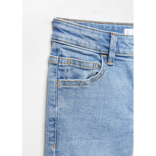 Mango Kids straight fit jeans changeant blauw Jongens Stretchdenim Effen 116