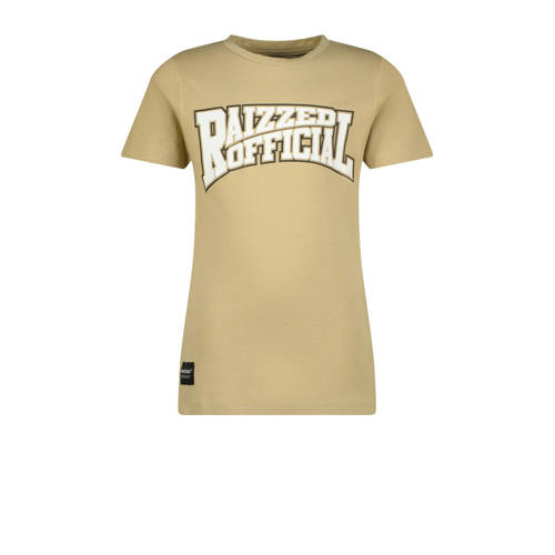Raizzed T-shirt Iowa met tekst lichtzand Beige Jongens Katoen Ronde hals