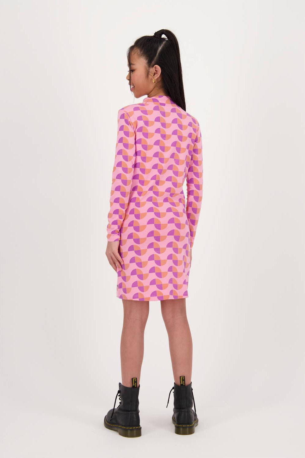 Raizzed jurk Keet met all over print roze paars oranje kleertjes