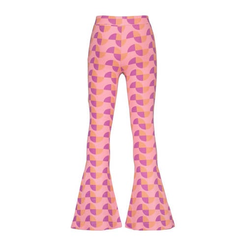 Raizzed flared broek Rae met all over print roze paars oranje Meisjes Stretchkatoen 128