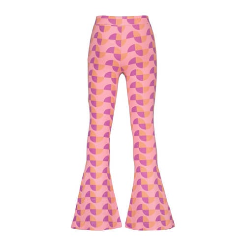 Raizzed flared broek Rae met all over print roze paars oranje Meisjes Stretchkatoen 128