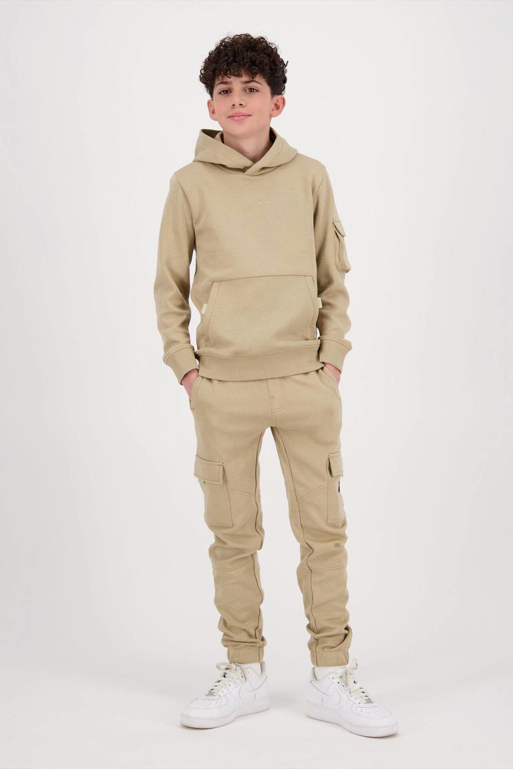 Zandkleurige jongens Raizzed straight fit joggingbroek Monterey van sweat materiaal met regular waist, elastische tailleband met koord en effen