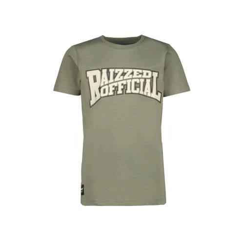 Raizzed T-shirt Iowa met logo armygroen Jongens Katoen Ronde hals Logo