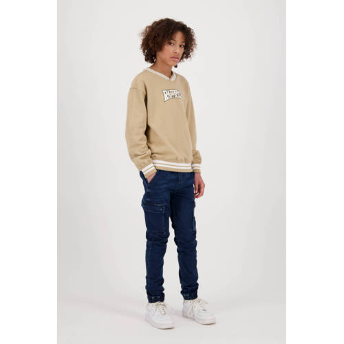 Raizzed sweater Austin met tekst lichtzand Beige Tekst 116