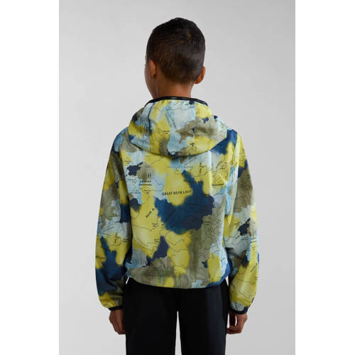 Napapijri zomerjas met camouflageprint donkerblauw geel groen Multi Jongens Polyester Capuchon 128