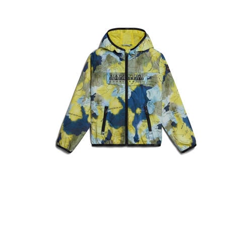 Napapijri zomerjas met camouflageprint donkerblauw/geel/groen Multi Jongens Polyester Capuchon