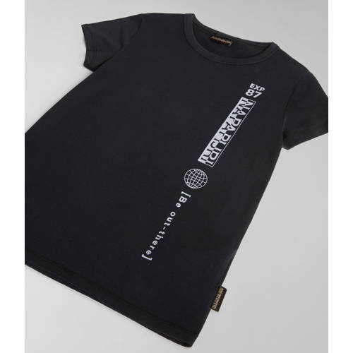 Napapijri T-shirt met logo zwart Jongens Katoen Ronde hals Logo 128