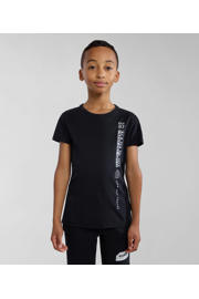 thumbnail: Zwarte jongens Napapijri T-shirt van katoen met logo dessin, korte mouwen en ronde hals