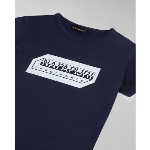 Napapijri T-shirt met logo donkerblauw Jongens Katoen Ronde hals Logo 128