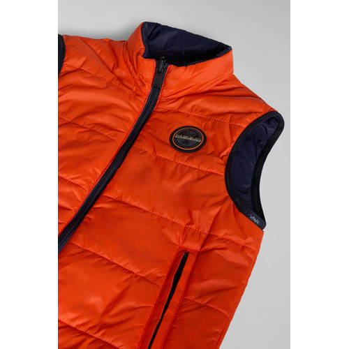 Napapijri bodywarmer met logo rood donkerblauw Jongens Polyamide Opstaande kraag 152