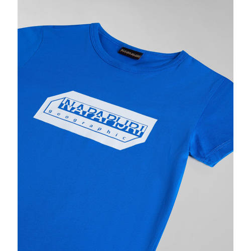 Napapijri T-shirt met logo blauw Jongens Katoen Ronde hals Logo 176