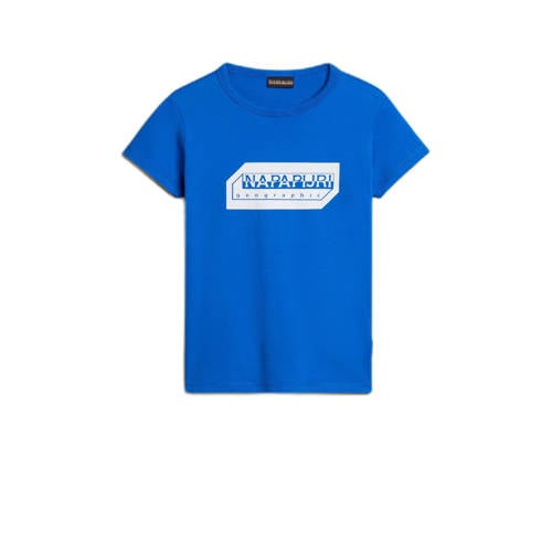 Napapijri T-shirt met logo blauw Jongens Katoen Ronde hals Logo