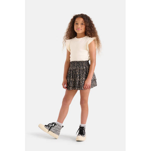 Shoeby T-shirt met ruches ecru Wit Meisjes Katoen Ronde hals Effen 110 116