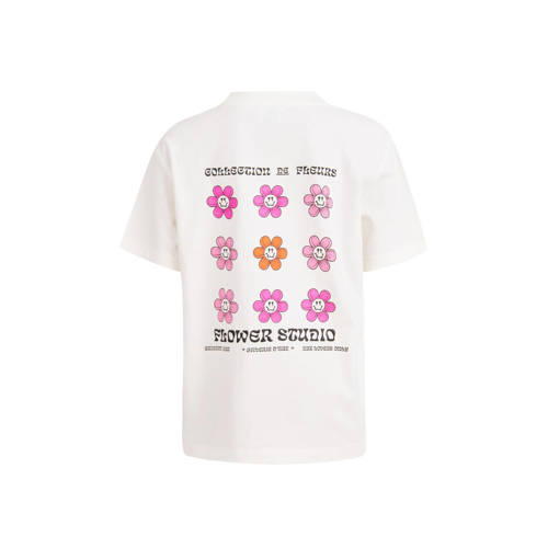 Shoeby T-shirt met backprint offwhite roze Wit Meisjes Katoen Ronde hals 134 140