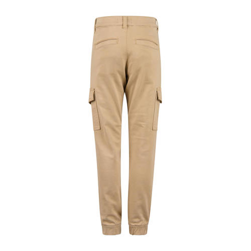 Shoeby tapered fit cargobroek zand Beige Jongens Katoen Effen 98 104