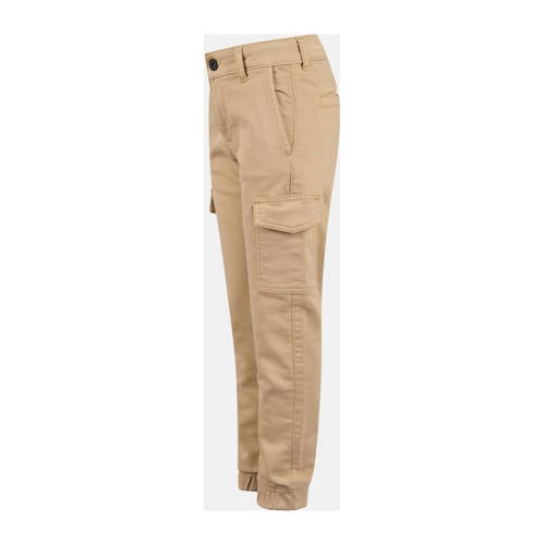 Shoeby tapered fit cargobroek zand Beige Jongens Katoen Effen 98 104