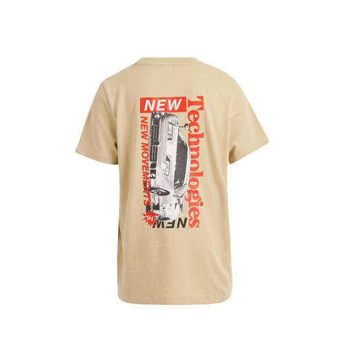 Shoeby T-shirt met backprint zand rood grijs Beige Jongens Katoen Ronde hals 110 116