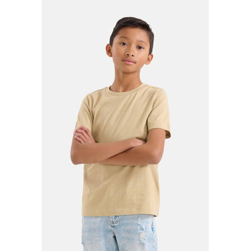 Shoeby T-shirt met backprint zand rood grijs Beige Jongens Katoen Ronde hals 110 116