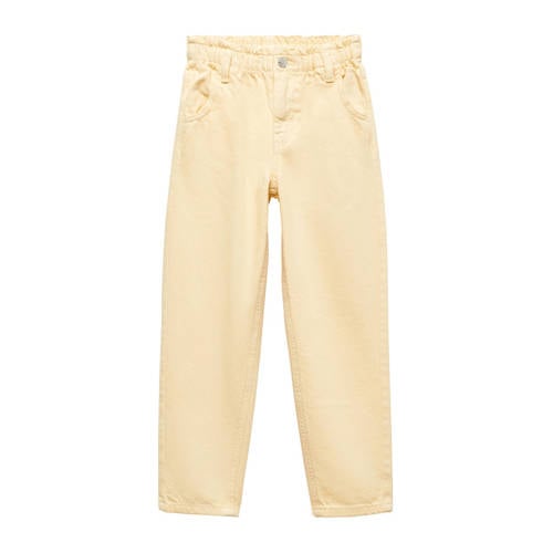 Mango Kids straight fit jeans geel Meisjes Denim Effen