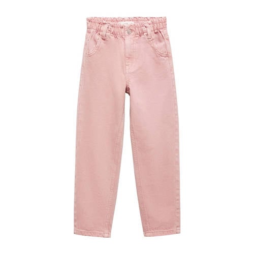 Mango Kids straight fit jeans roze Meisjes Denim