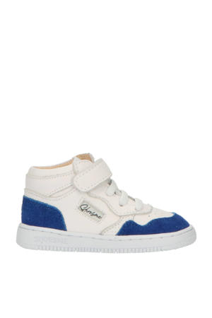   leren sneakers wit/blauw