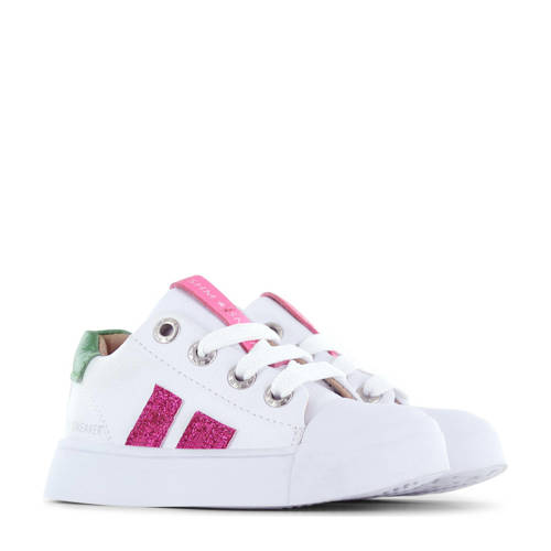 Shoesme leren sneakers wit/roze Meisjes Leer Meerkleurig