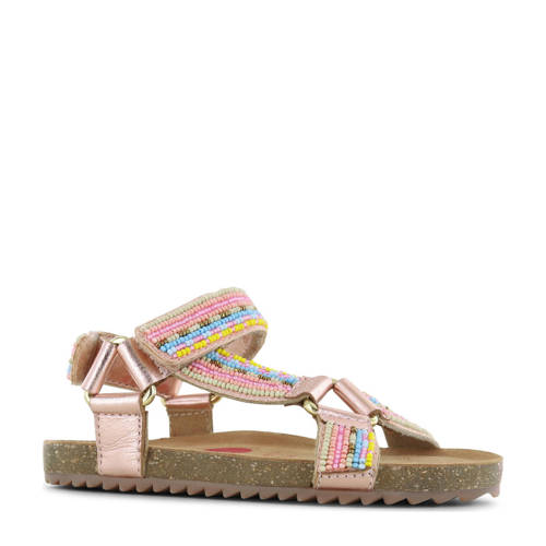Shoesme leren sandalen met kraaltjes roze metallic Meisjes Leer All over print