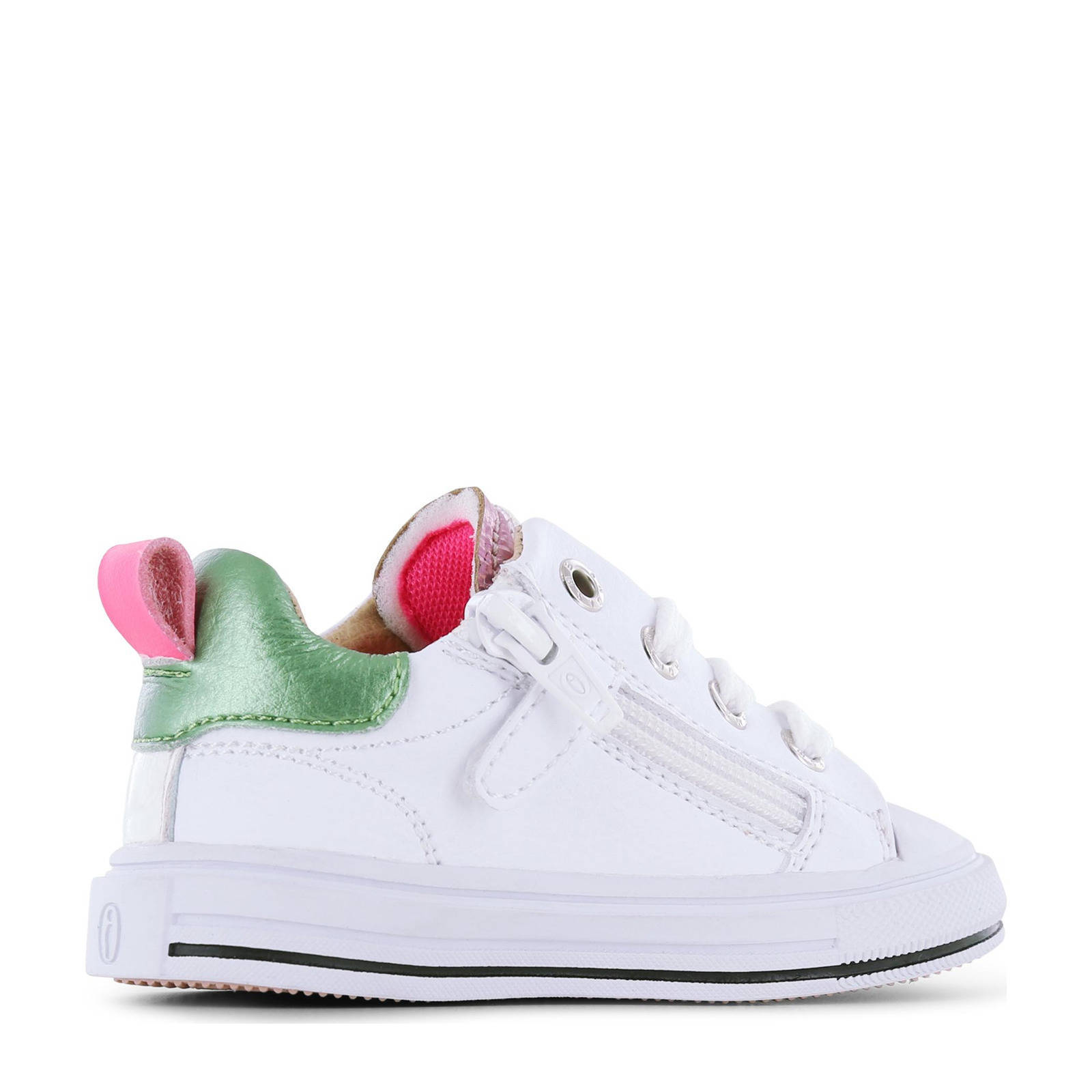 Shoesme leren sneakers wit roze kleertjes