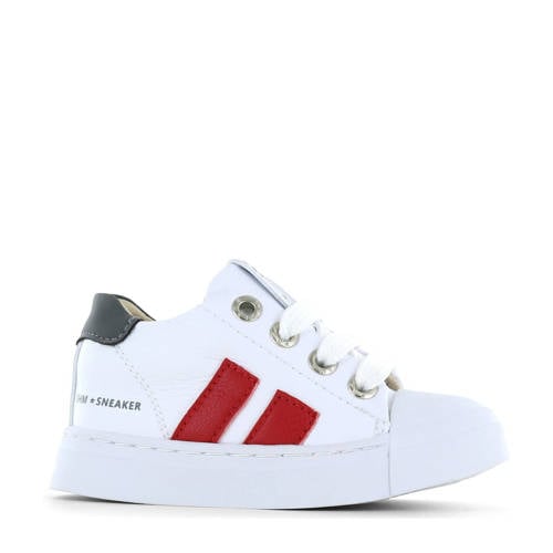 Shoesme leren sneakers wit/rood Jongens Leer Meerkleurig