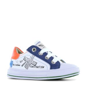   leren sneakers wit/blauw/oranje