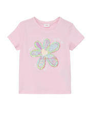 thumbnail: Roze meisjes s.Oliver T-shirt en pailletten met printopdruk, korte mouwen en ronde hals