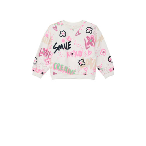 s.Oliver sweater met all over print wit/roze/zwart Multi All over print